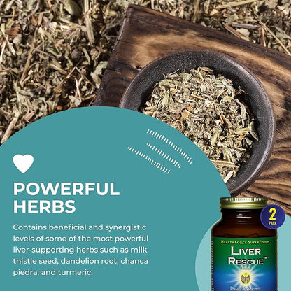 HealthForce SuperFoods Liver Rescue - Natural Liver Cleanse - Liver Health Formula with Milk Thistle & Dandelion Root - Gluten-Free & Vegan - 120 Capsules (Pack of 2)
