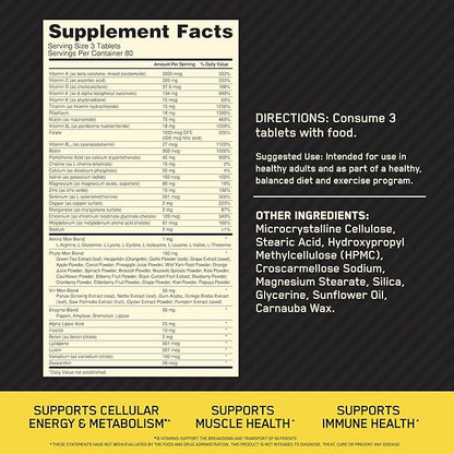 Optimum Nutrition Opti-Men Daily Multivitamin for Men, Immune Support Supplement with Amino Acids, 80 Day Supply, 240 Count, (Packaging May Vary)