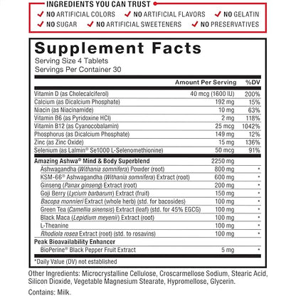 FORCE FACTOR Amazing Ashwa for Stress Relief, Memory, Focus, and Immune Support Health, Ashwagandha Supplement with KSM-66 Ashwagandha for Stress, Vitamins, Minerals, and Antioxidants, 360 Tablets