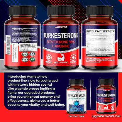 Turkesterone Supplement - Enhanced with L-Arginine, Tongkat Ali, Ginseng, Maca Root, Vitamin D3 - Energy, Endurace & Male Vitality Support (90 Count (Pack of 1))