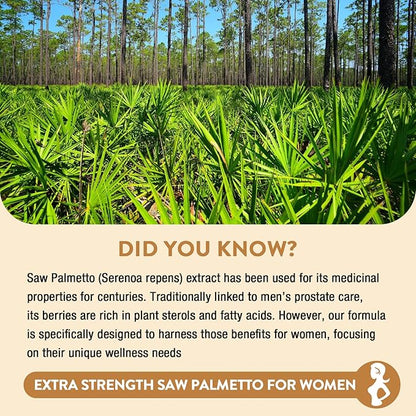 Saw Palmetto for Women Hair Loss - DHT Blocker with 5-in-1 Blend for Hair Growth, Skin & Nails, Urinary Wellness - Extra Strength Saw Palmetto Supplement - 180 Capsules