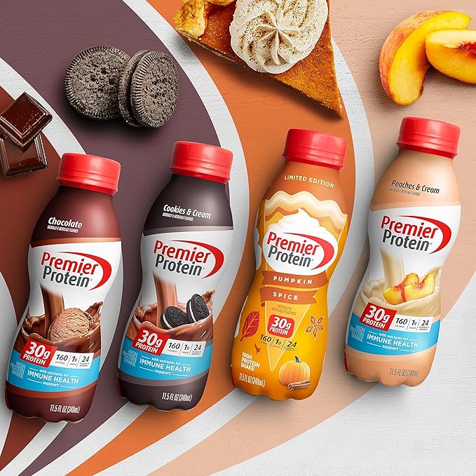 Premier Protein Shake Limited Edition 30g 1g Sugar 24 Vitamins Minerals Nutrients to Support Immune Health, Pumpkin Spice, 11.5 Fl Oz (Pack of 12)