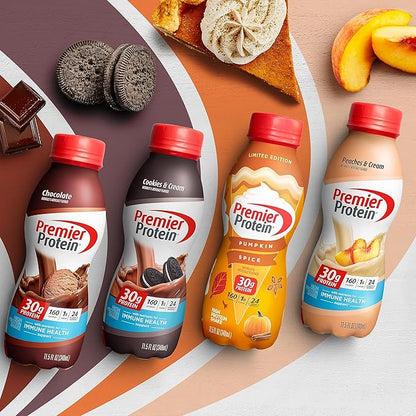 Premier Protein Shake Limited Edition 30g 1g Sugar 24 Vitamins Minerals Nutrients to Support Immune Health, Pumpkin Spice, 11.5 Fl Oz (Pack of 12)