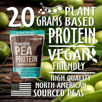 Pea Protein Powder, Chocolate Vegan Protein Powder, 100% Plant Based Protein Powder, No Artificial Sweeteners, Non GMO, Gluten Free & Soy Free, 2.11 LB Protein Powder