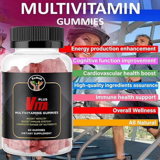 EcHaD VITA Plus Multivitamin Gummies - Immune & Health Booster - 60 Gummies - Essential Micronutrients for Adults