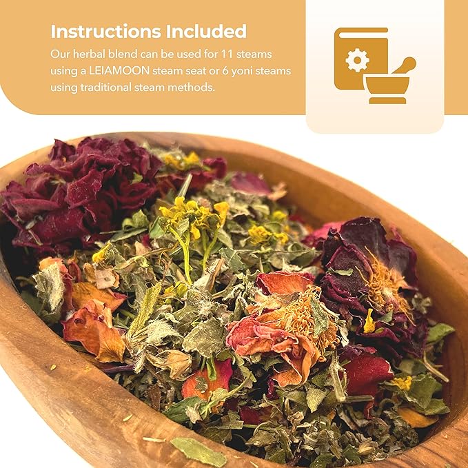 Yoni Steam Herbs Creativity Blend, Receptivity & Fertility Yoni Herbs for Cleansing and Toning, Use in V Steam Seat or Sitz Bath, Up to 11 Steams, 1.5 oz - Leiamoon