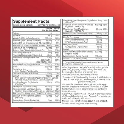 Protocol Pre-Natal Multivitamin with DHA - 250 mg DHA - for Pregnancy & Lactation Support* - with DHA, Calcium, Copper, B12 & Vitamin C - Halal & Dairy Free - 90 Softgels