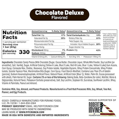 FITCRUNCH Loaded Cookie Protein Bar, High Protein, Gluten Free, Protein Snack (12 Cookie Bars, Chocolate Deluxe)