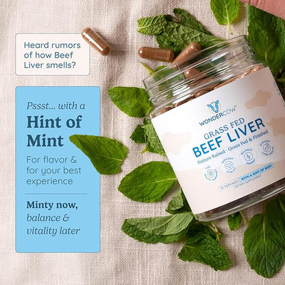 Beef Liver Capsules Grass Fed Supplement - Desiccated & Natural Source of Protein, Iron, Vitamins A & B- Boosts Energy and Immunity | USA Grown, Non-GMO, Gluten Free