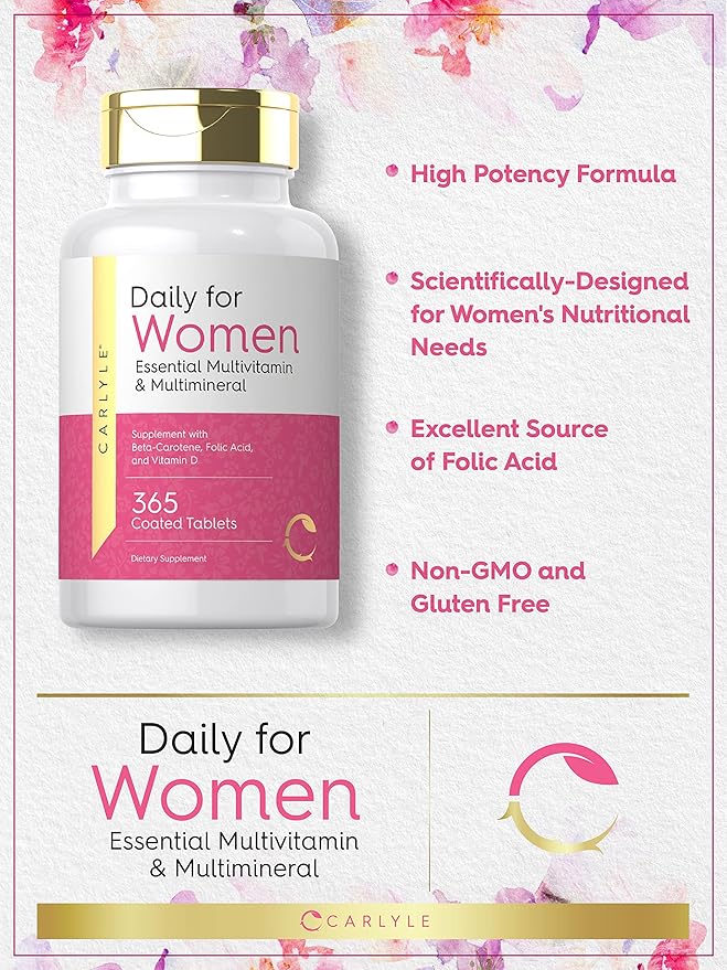 Carlyle Women's Daily Multivitamin | 365 Tablets | Vitamin and Mineral Supplement | Non-GMO, Gluten Free Pills