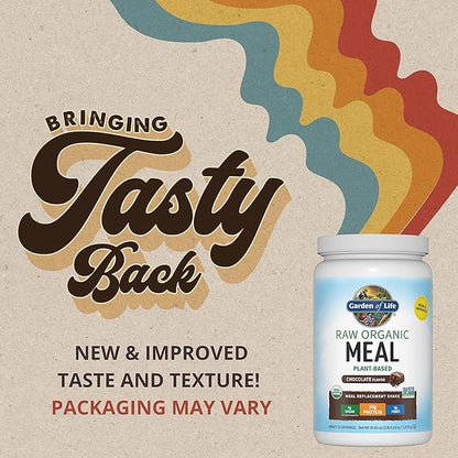 Garden of Life Meal Replacement Shakes, Vegan Protein Powder, Raw Organic Protein Powder, Chocolate Protein Powder with Plant Based Pea Protein, Sprouts, Greens, Probiotics, Dairy Free 28 Servings