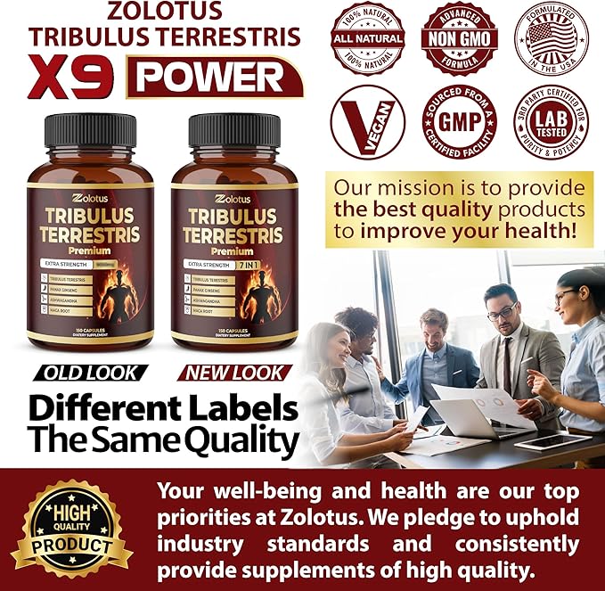 Tribulus Terrestris Supplement for Men & Women, 5-Month Supply with Ashwagandha, Panax Ginseng, Saw Palmetto, Maca, Shilajit, 150 Count