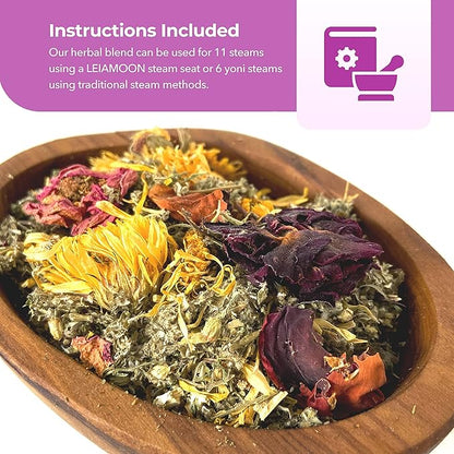 Yoni Steam Herbs Signature Blend, Yoni Herbs for Cleansing and Toning, Use in V Steam Seat or Sitz Bath, Up to 11 Steams, 1.5 oz - Leiamoon