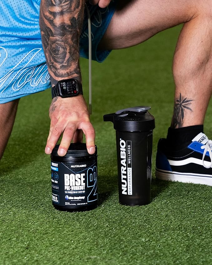 NutraBio Base Pre-Workout Sports Nutrition Powder - Sustained Energy, Mental Focus, Endurance, Hydration - Preworkout for Men and Women - Increase Energy- 30 Servings - Blue Raspberry