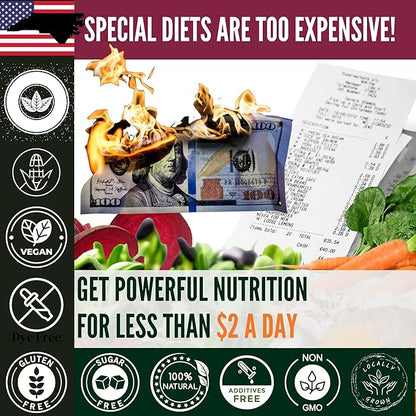 InviNutri Superfoods Powder (24 Servings) Solution for ARFID Special Needs Picky Eaters Microgreens Veggies Fruits Mushrooms, Turmeric, 40x Nutrient-Rich 30mg Sulforaphane Vitamin Supplement