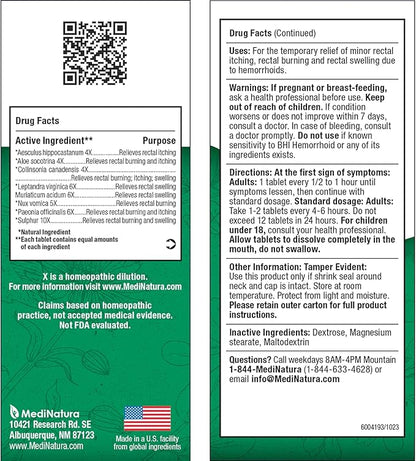 BHI Natural Hemorrhoid Relief Soothes Burning, Swelling, Itching, Rectal Pain & Discomfort 8 Maximum Strength Homeopathic Active Ingredients Ease from The Inside for Women & Men - 100 Tablets