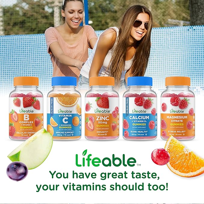 Lifeable Sugar Free Vitamin D 5000 IU - Great Tasting Natural Flavor Gummy Supplement - Gluten Free Vegetarian GMO-Free Chewable - for Immune Support and Bone Health - for Adults - 90 Gummies