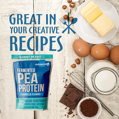 Pea Protein Powder, Vanilla Vegan Protein Powder, 100% Plant Based Protein Powder, No Artificial Sweeteners, Non-GMO, Gluten Free & Soy Free, 2 LB Protein Powder No Bloating