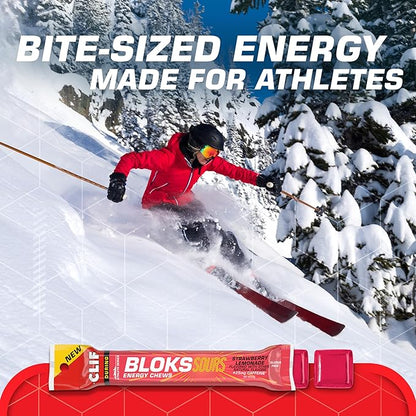 Clif Bloks Sours - Strawberry Lemonade Flavor with Caffeine - Energy Chews - Non-GMO - Plant Based - Fast Fuel for Cycling and Running - Quick Carbohydrates and Electrolytes - 2.12 oz. (18 Count)