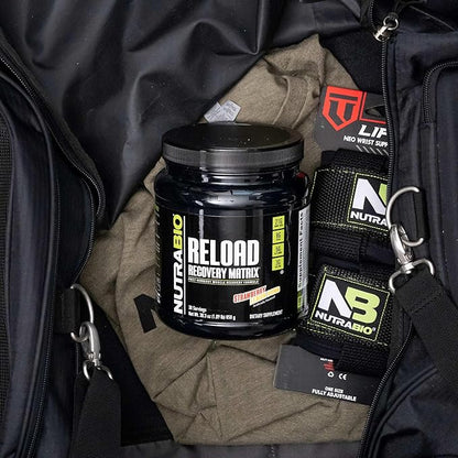NutraBio Reload - Powerful Muscular Recovery Formula - Post-Workout Supplement - 3G Creatine - 8G BCAAs - 5G Glutamine - 30 Servings, Strawberry Lemon Bomb