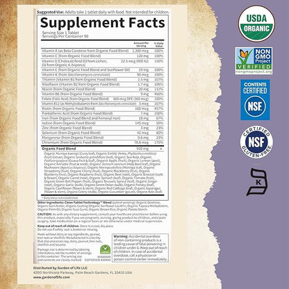 Garden of Life Organics Prenatal Vitamin: Folate for Energy & Healthy Fetal Development, Non-constipating Iron, Vitamin C, B6, B12, D3 – Organic, Non-GMO, Gluten-Free, Vegan, 90 Day Supply