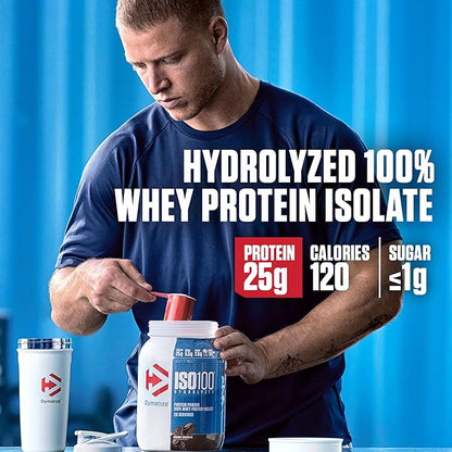 Dymatize ISO100 Hydrolyzed Protein Powder, 100% Whey Isolate Protein, 25g of Protein, 5.5g BCAAs, Gluten Free, Fast Absorbing, Easy Digesting, Cookies and Cream, 20 Servings