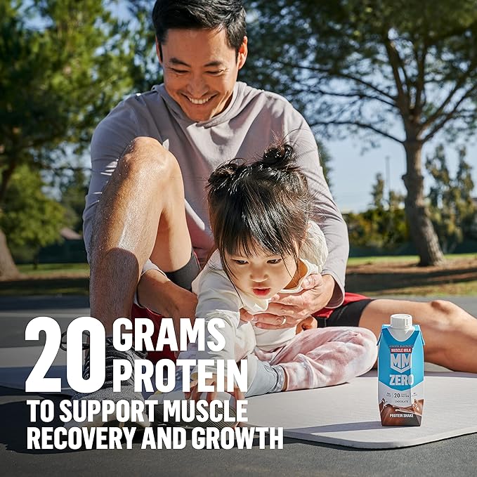 Muscle Milk Zero Protein Shake, Vanilla Crème, 20g Protein, Zero Sugar, 100 Calories, Calcium, Vitamins A, C & D, 4g Fiber, Energizing Snack, Workout Recovery, Packaging May Vary 11.16 Fl Oz (Pack of 12)