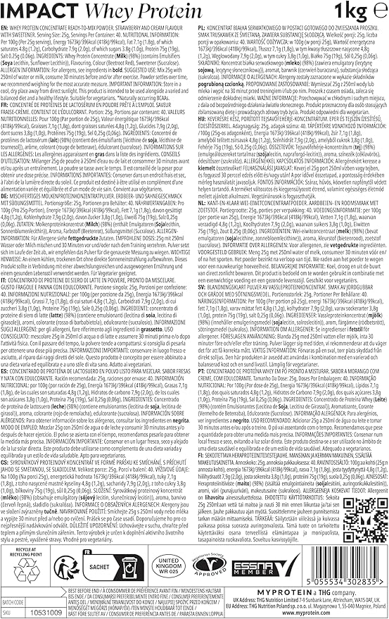 MyProtein Impact Whey Protein Strawberry 2.2 lbs