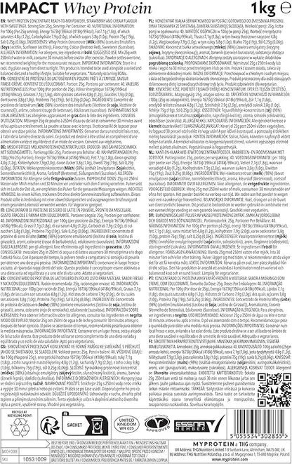 MyProtein Impact Whey Protein Strawberry 2.2 lbs