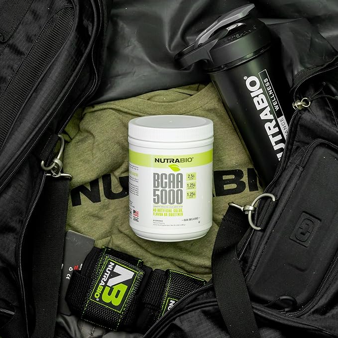 NutraBio BCAA 5000 Powder - Fermented Branched Chain Amino Acids for Muscle Growth & Recovery - Natural Flavors, Sweeteners, and Coloring, Vegan, Gluten Free - Unflavored, 60 Servings