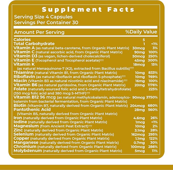 Premier Research Labs Multi-Vitamin: Immune, Brain & Heart Support | with Prebiotics and Postbiotics | Vegan Capsules for Men & Women. Gluten & Soy Free - 120 Plant-Sourced Capsules