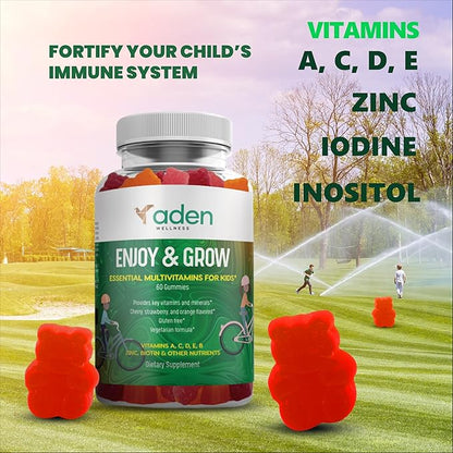 Multi B Vitamin Gummies for Kids - with B-Complex B6 B12 B9 (Folate) B7 (Biotin) B5 (Pantothenic Acid), A, C, D, E, Zinc, Iodine, Inositol – Energy, Nervous System, Immunity Support