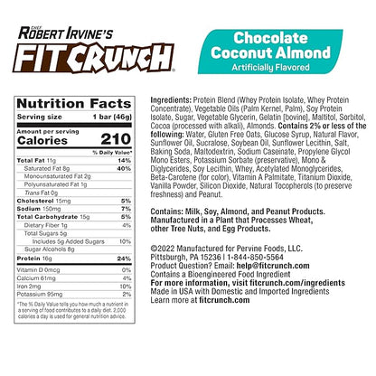 FITCRUNCH Snack Size Protein Bars, 6-Layer Baked Bar, 5g of Sugar & Soft Cake Core (9 Bars, Chocolate Coconut Almond)
