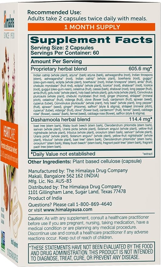 Himalaya HeartCare for Daily Wellness, 720mg, 120 Capsules, 1 Month Supply