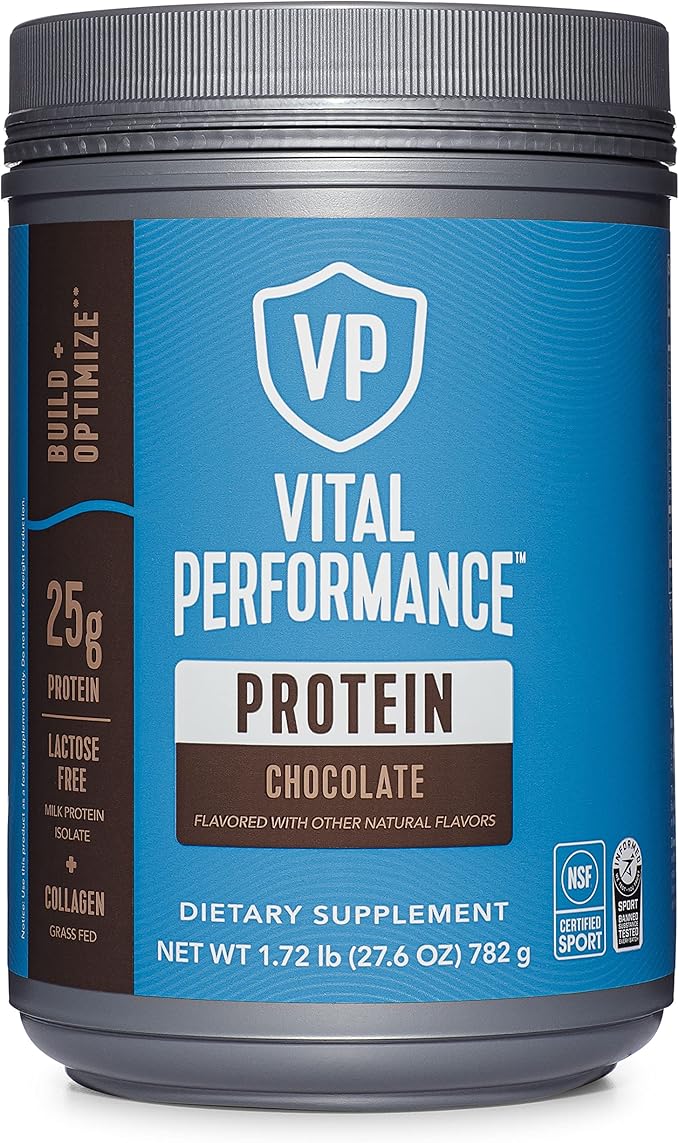 Vital Proteins Performance Powder, 25g Lactose-Free Milk Protein Isolate Powder, NSF for Sport Certified, 10g Grass-Fed Collagen Peptides, 8g EAAs, 5g BCAAs, Gluten-Free - Chocolate, 1.72lb
