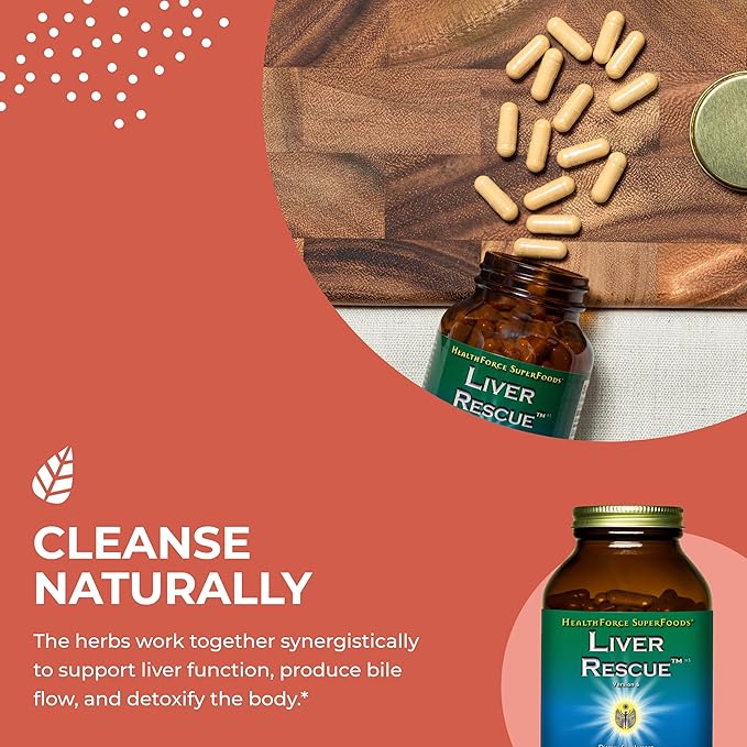 HealthForce SuperFoods Liver Rescue - Natural Liver Cleanse - Liver Health Formula with Milk Thistle & Dandelion Root - Gluten-Free & Vegan - 360 Capsules