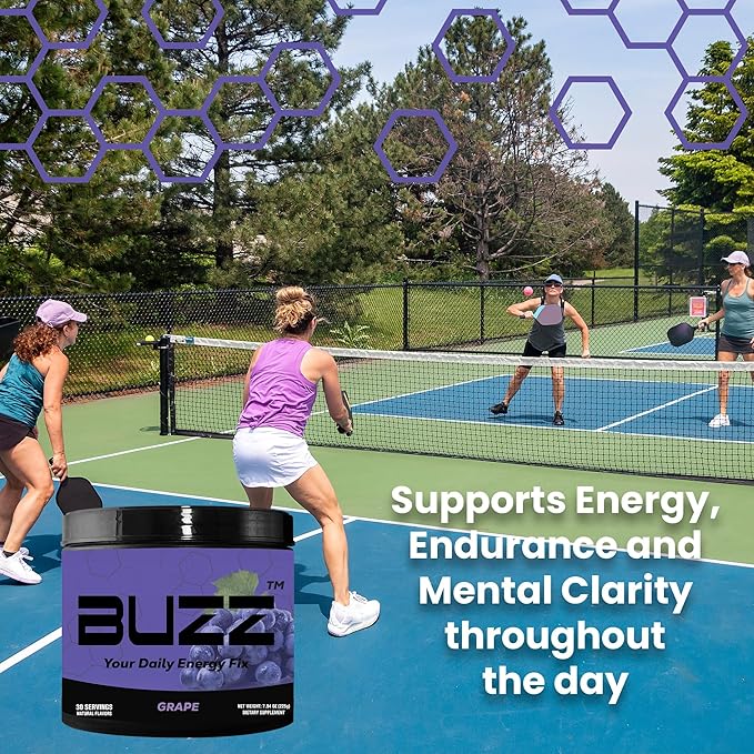 Morning Buzz Energy Powder Grape Drink - Energy Boost Drink Mix - Sugar-Free Energy with Antioxidants - Morning Kickstart and Sports Nutrition Endurance Product