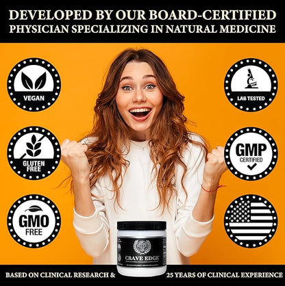 Crave Edge Alcohol Craving Support | Physician-Formulated | Anti Alcohol Replacement Drink | Stop Drinking Alcohol | Liver Detox | Fast Acting | No Big Pills or Bad Taste | 150G Powder-30 Servings