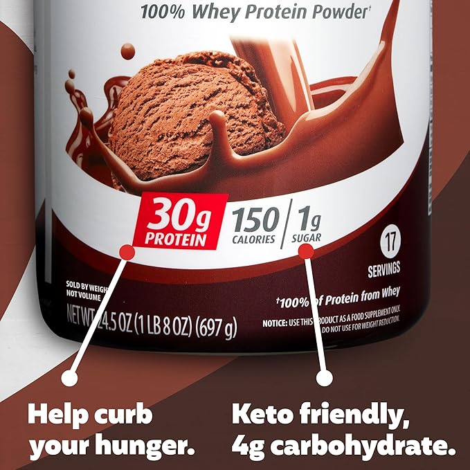 Premier Protein Powder, Chocolate Milkshake, 30g Protein, 1g Sugar, 100% Whey Protein, Keto Friendly, No Soy Ingredients, Gluten Free, 17 Servings, 24.5 Ounce (Pack of 1)