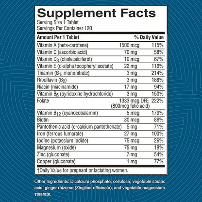 Nature's Sunshine Prenatal, 120 Tablets | Prenatal Vitamin Provides a Combination of Vitamins and Minerals to Support the Nutritional Needs of Both Mother and Child