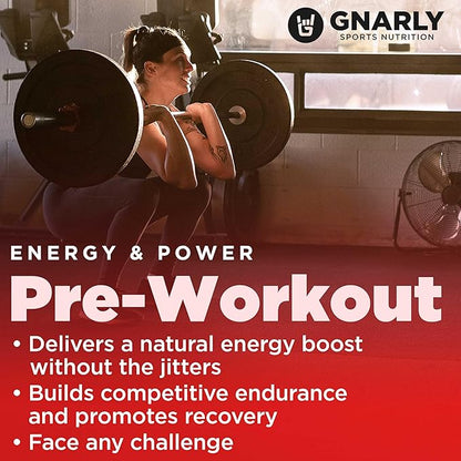 Gnarly Nutrition Natural Pre-Workout Powder - Endurance & Recovery, NSF Contents Certified, Vegan Pre Workout Wellness, Sports Nutrition - Mango, Caffeine 14.82oz