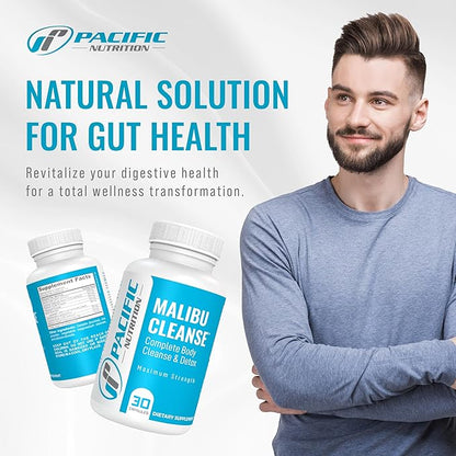 Full Body Detox - Malibu Cleanse Complete Body & Intestinal Cleanse with Senna Leaf, Cascara Sagrada Bark & Aloe Vera - Natural Detox for Men’s & Women’s Health, 30 Capsules