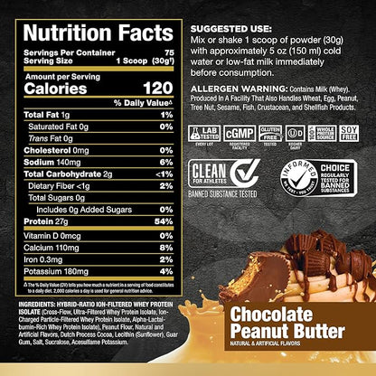 ALLMAX Nutrition - ISOFLEX Whey Protein Powder, Whey Protein Isolate, 27g Protein, Chocolate Peanut Butter, 5 Pound