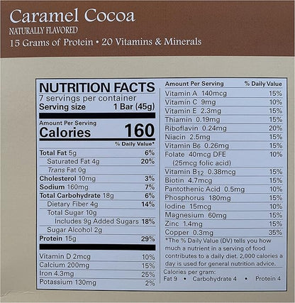 Caramel Cococa Bar - New Journey Weight Loss & Wellness - High Protein Meal Replacement Nutrition Bar (7 bars/box)