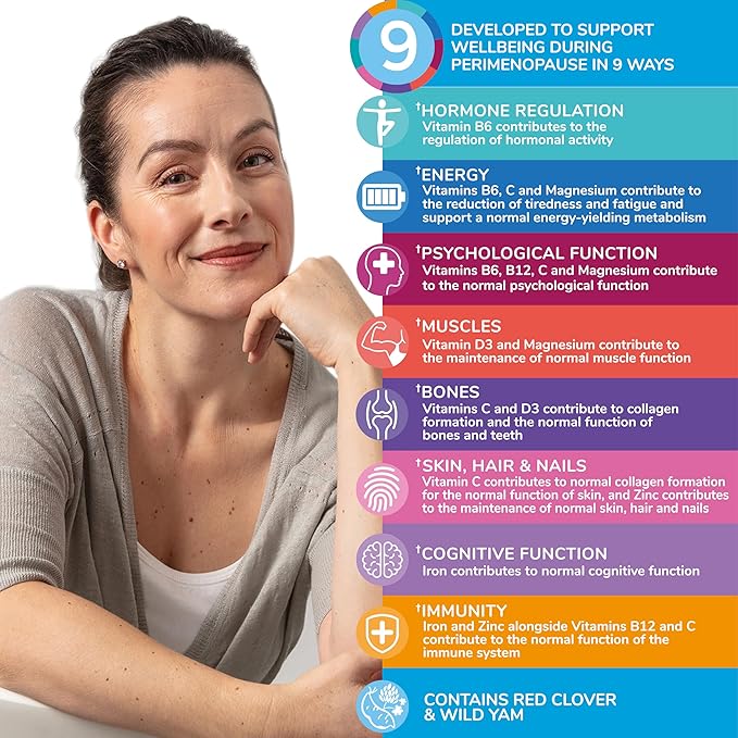 Health & Her Perimenopause Multi-Nutrient Support, Support for Wellbeing During Pre-Menopause (Early Stage of Menopause) Perimenopause Supplements for Women, Perimenopause Vitamins, Vegan (60 ct.)