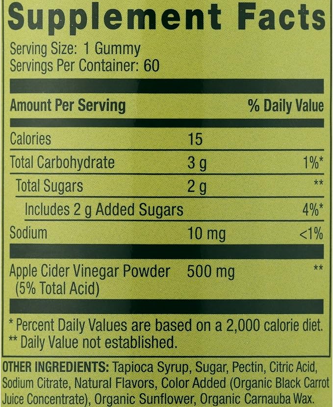 Spring Valley Apple Cider Vinegar Gummies- 500 mg 60 Ct (Pack 1), Boxed by Fusion Shop Store