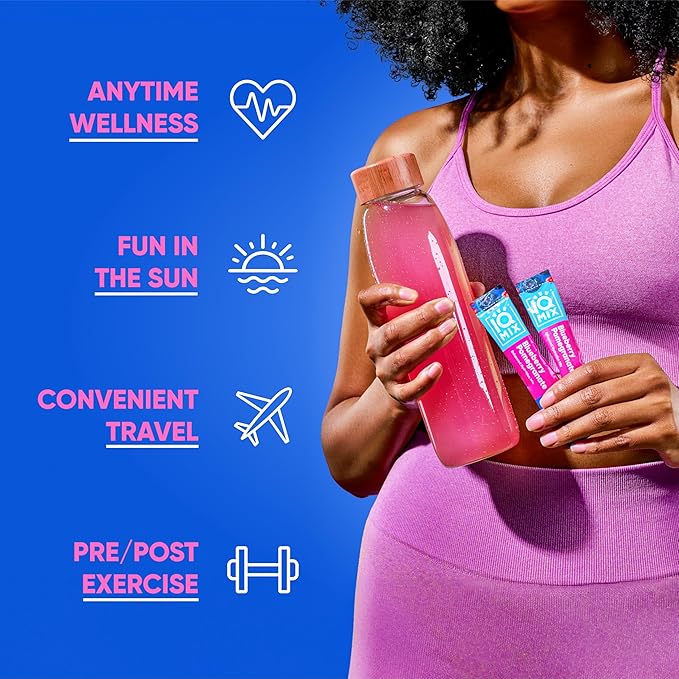 IQMIX Sugar Free Electrolytes Powder Packets - Hydration Supplement Drink Mix with Keto Electrolytes, Lions Mane, Magnesium L-Threonate, and Potassium Citrate - Blueberry Pomegranate (20 Count)