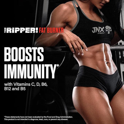 JNX SPORTS The Ripper! Shredding Thermogenic Fat Burner - Dark Grape 30 Servings | Advanced Fast Acting Thermogenic Pre-Workout, Appetite Suppressant for Men & Women