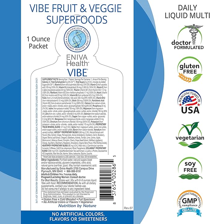 Health Vibe Liquid Multivitamins Mineral Supplements with Vitamins A, B12, C, D, E & Amino Acids | Fruits and Veggies Daily Supplement for Women & Men | Doctor Formulated | USA Made