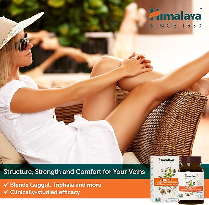 Himalaya VeinCare for Healthy Vein Walls and Rectal Comfort, 300mg, 60 Capsules, 1 Month Supply